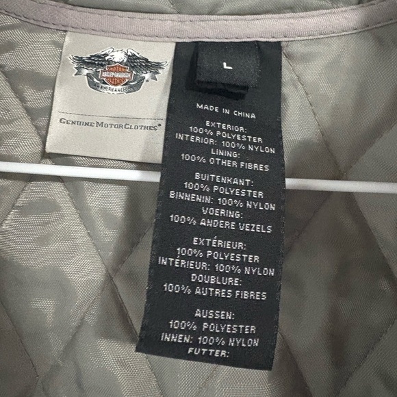 Harley-Davidson Thin Puffer Cooling Vest Logo Sz Large Coral Orange White - Picture 7 of 8